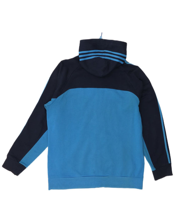 Adidas Mens Zip Hoodie Sweater Large Blue Colourblock Cotton