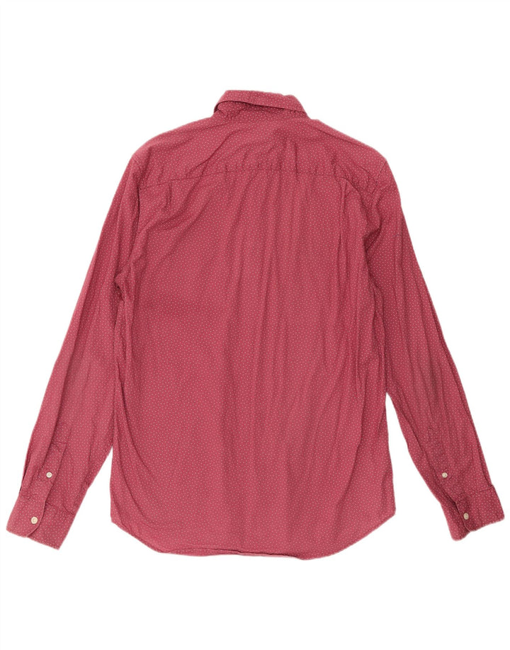 Gap Mens Slim Fit Shirt Medium Burgundy Polka Dot Cotton