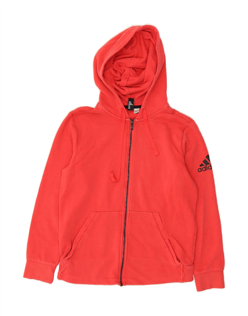 ADIDAS Womens Graphic Zip Hoodie Sweater UK 16 Large Red Vintage Adidas and Second-Hand Adidas from Messina Hembry 