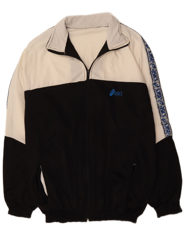 ASICS Mens Graphic Tracksuit Top Jacket Large Black Colourblock