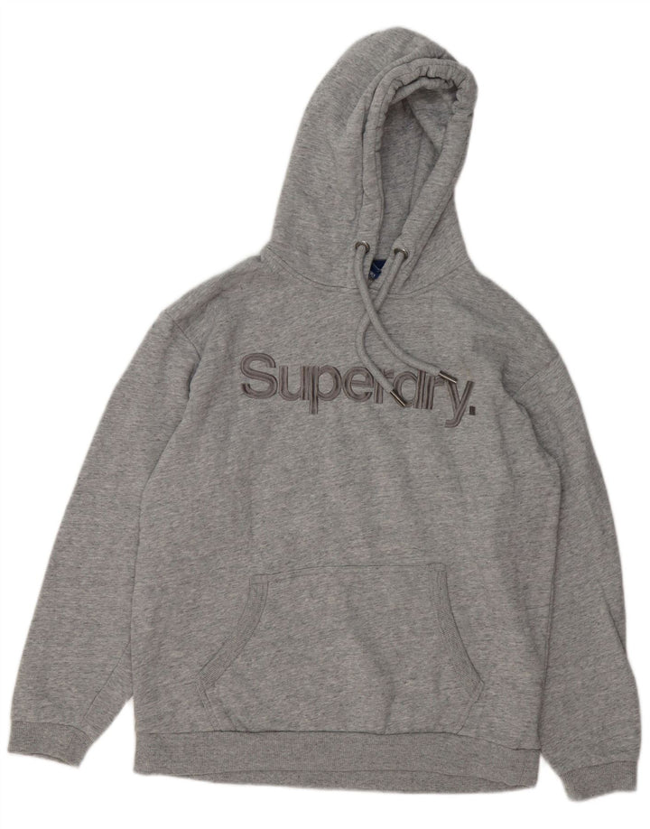 Superdry Mens Graphic Hoodie Jumper Medium Grey Flecked Cotton