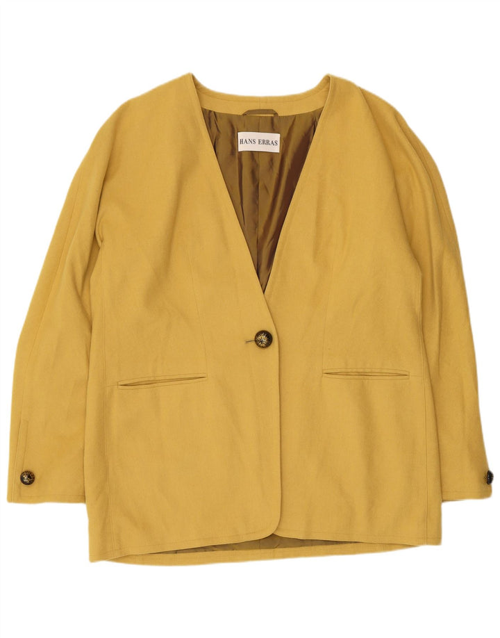 Vintage Womens 1 Button Blazer Jacket IT 44 Medium Yellow Lambswool