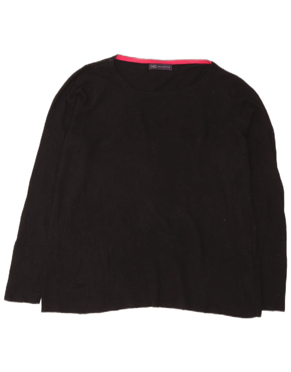 Marks & Spencer Womens Boat Neck Jumper Sweater UK 16 Large  Black Cotton