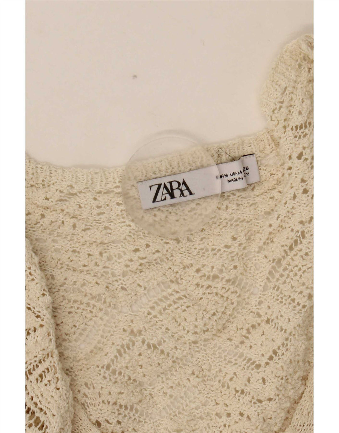 Zara Womens 3/4 Sleeve Jumper Dress UK 12 Medium White Polyester