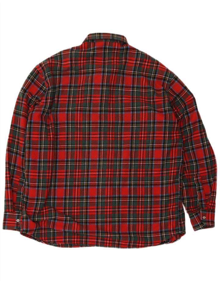 Vintage Mens Flannel Shirt XL Red Plaid