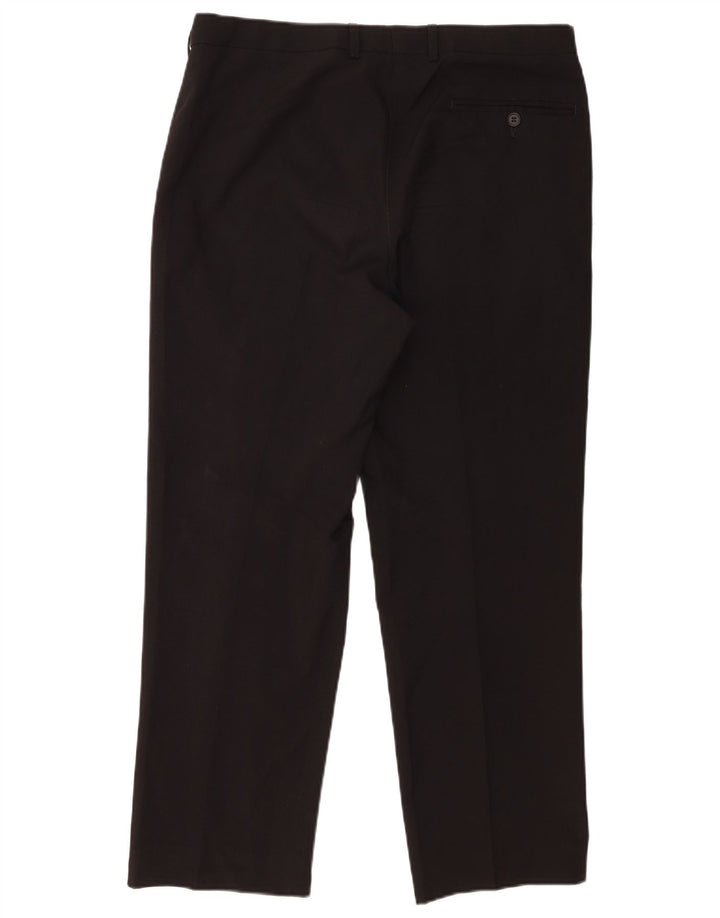 Marks & Spencer Mens Regular Fit Suit Trousers W34 L27 Black Polyester