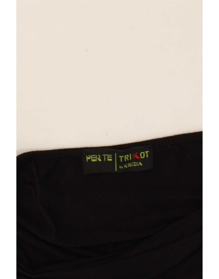 Perte by Krizia Womens Abstract Pattern Top Long Sleeve UK 18 XL Black