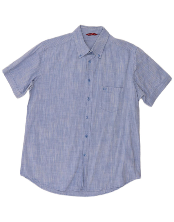 Carrera Mens Short Sleeve Shirt Large Blue Cotton