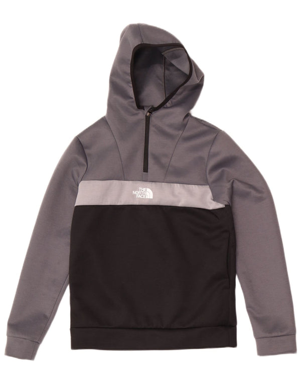 The North Face Boys Zip Neck Hoodie Jumper 14-15 Years XL Grey Colourblock