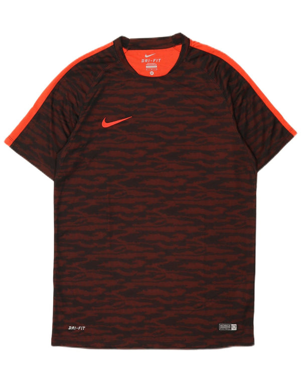 Nike Mens Dri Fit T-Shirt Top Medium Burgundy Animal Print Polyester