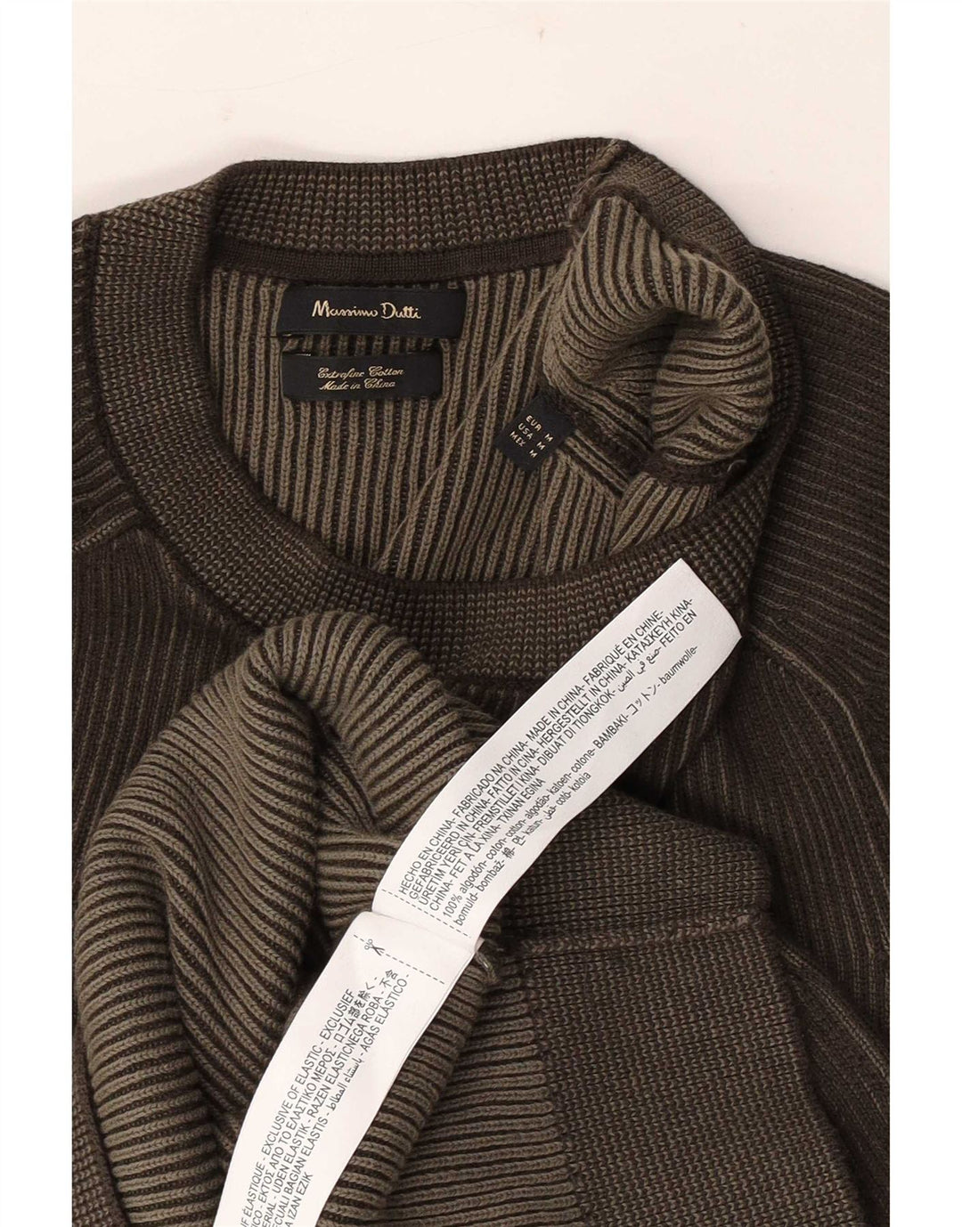 Massimo Dutti Mens Crew Neck Jumper Sweater Medium Brown Cotton