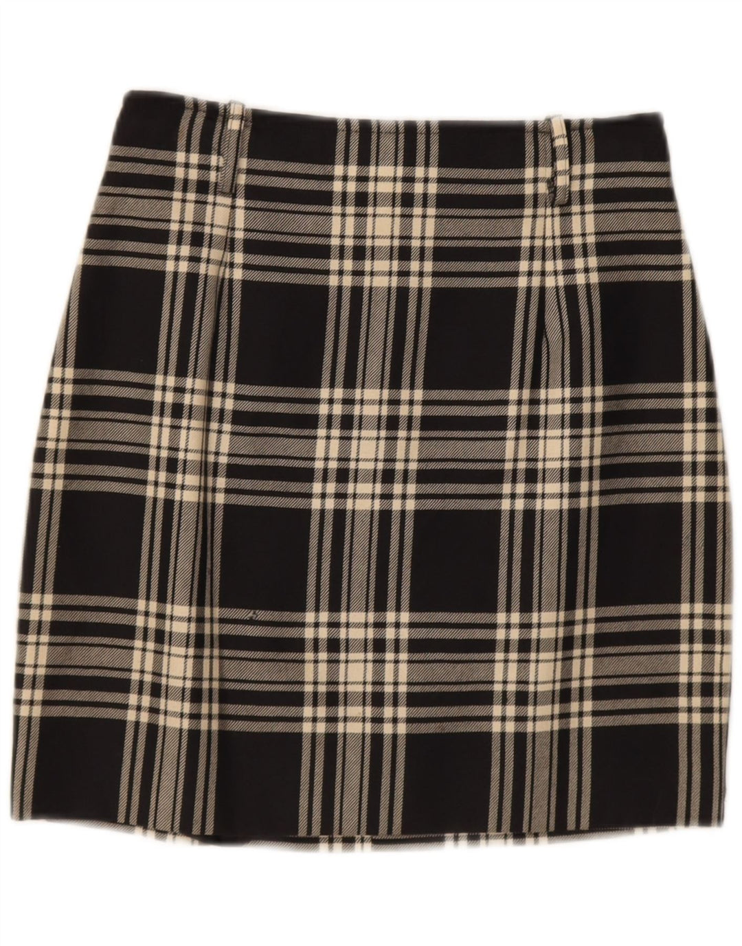 Vintage Womens Mini Skirt IT 42 Medium W28 Black Check Wool