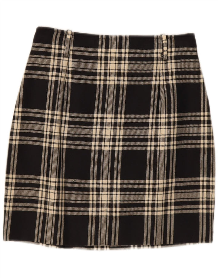 Vintage Womens Mini Skirt IT 42 Medium W28 Black Check Wool