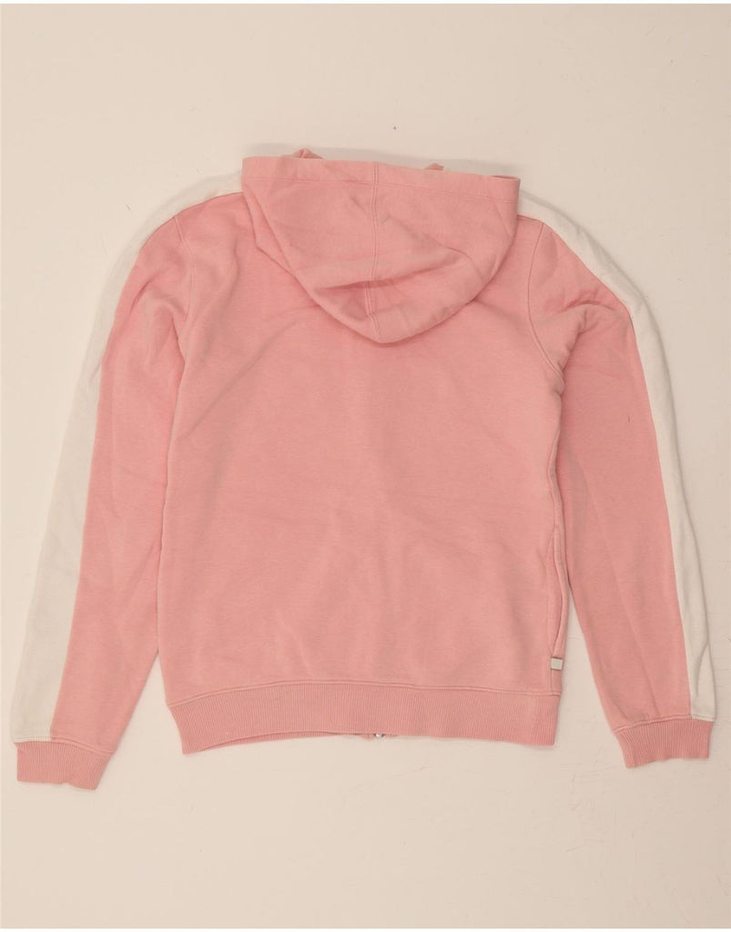 PUMA Womens Graphic Zip Hoodie Sweater UK 12 Medium Pink Colourblock Vintage Puma and Second-Hand Puma from Messina Hembry 