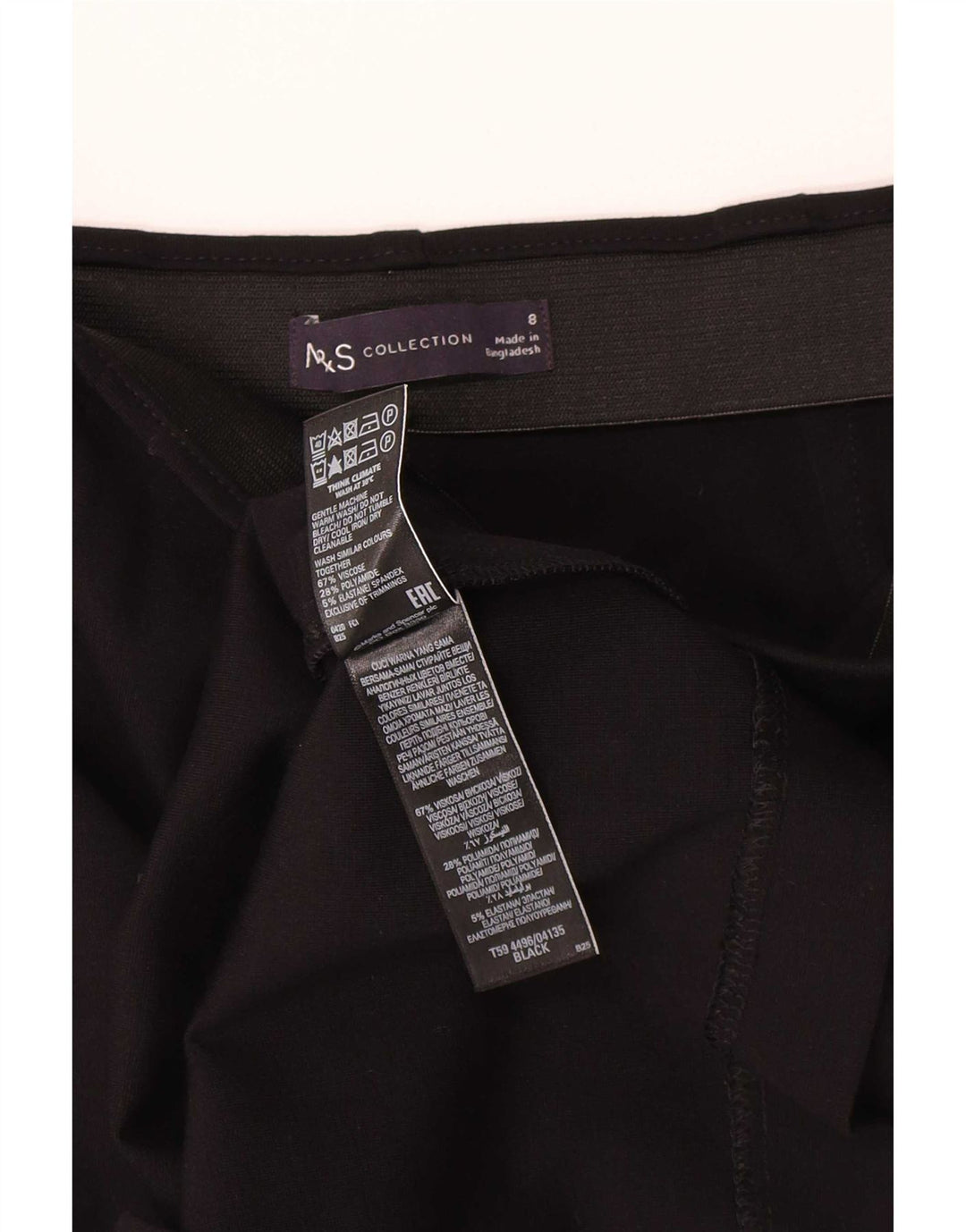 Marks & Spencer Womens Pencil Skirt UK 8 Small W27 Black Viscose