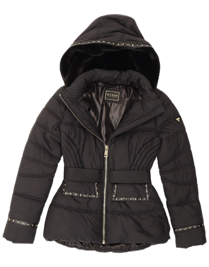 Guess Womens Hooded Padded Jacket UK 10 Small Black