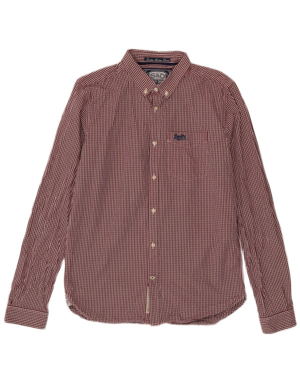 Superdry Mens Shirt Large Red Gingham Cotton