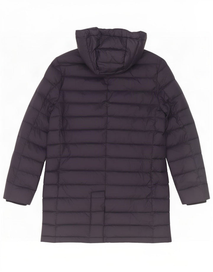 Massimo Dutti Womens Hooded Padded Coat UK 14 Medium Navy Blue