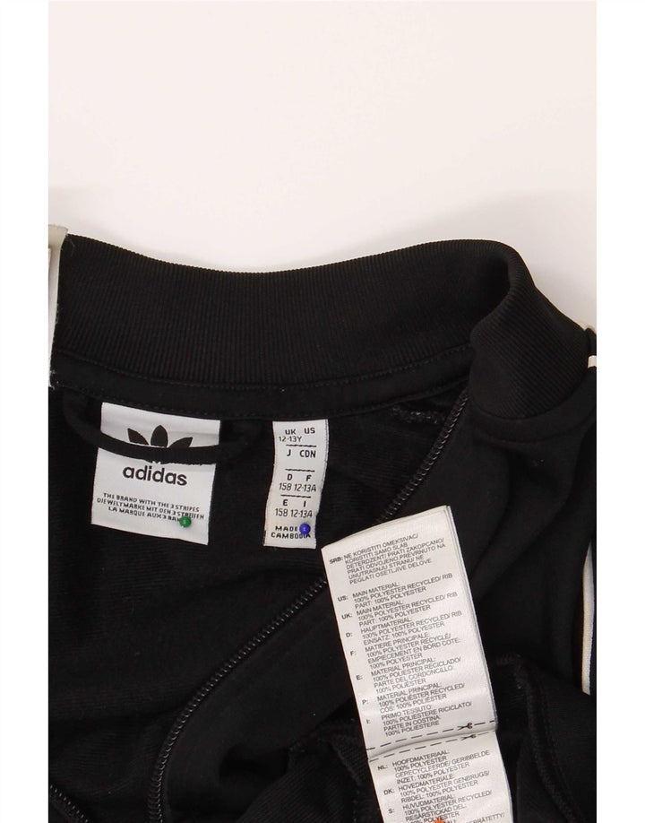 Adidas Boys Tracksuit Top Jacket 12-13 Years Black Polyester