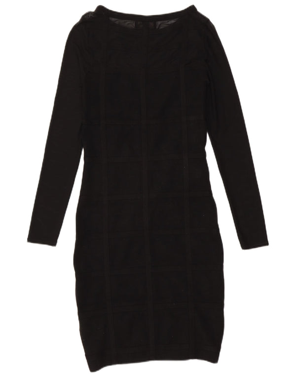 Lipsy Womens Long Sleeve Bodycon Dress UK 12 Medium Black Viscose