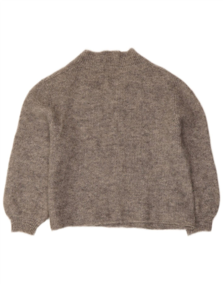 ZARA Womens Crop V-Neck Jumper Sweater UK 14 Medium Grey Flecked