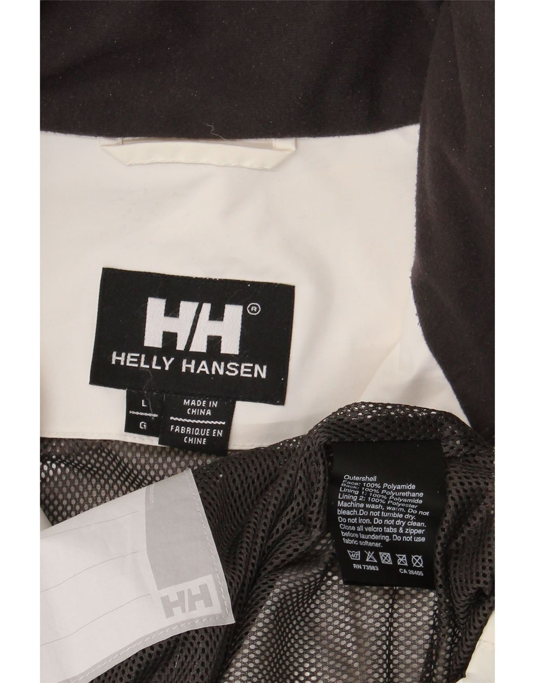 Helly Hansen Mens Hooded Rain Jacket UK 40 Large White Colourblock