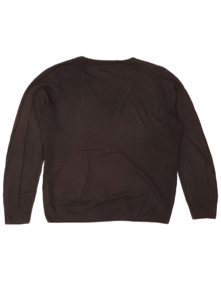 Marks & Spencer Womens V-Neck Jumper Sweater UK 12 Medium Black Acrylic