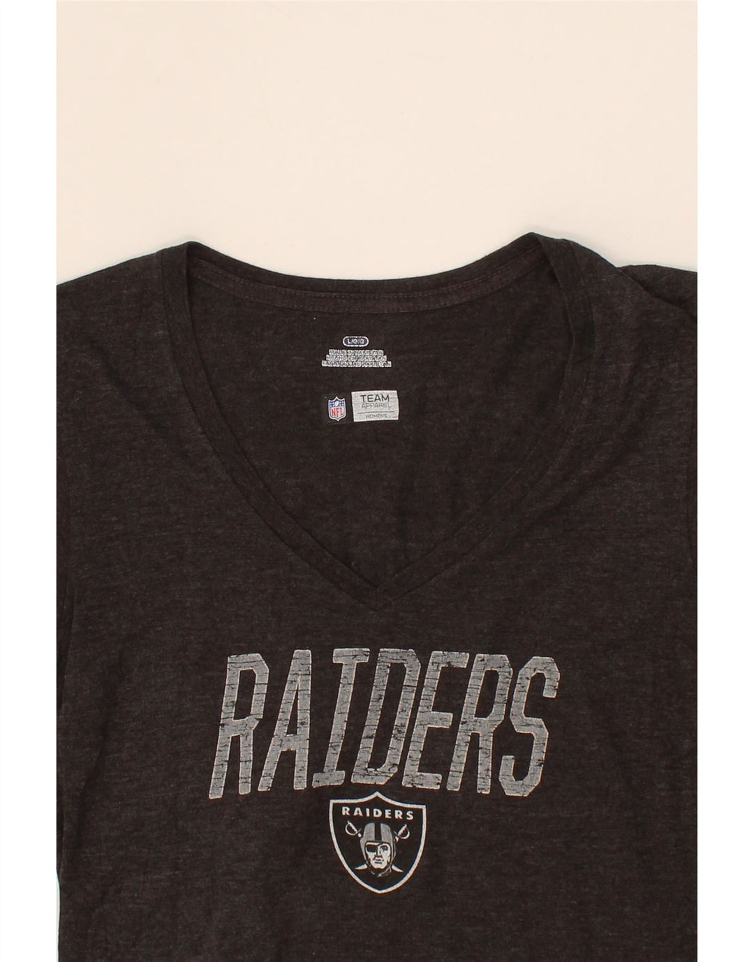 NFL Womens Raiders Graphic T-Shirt Top UK 14 Large Grey Vintage NFL and Second-Hand NFL from Messina Hembry 