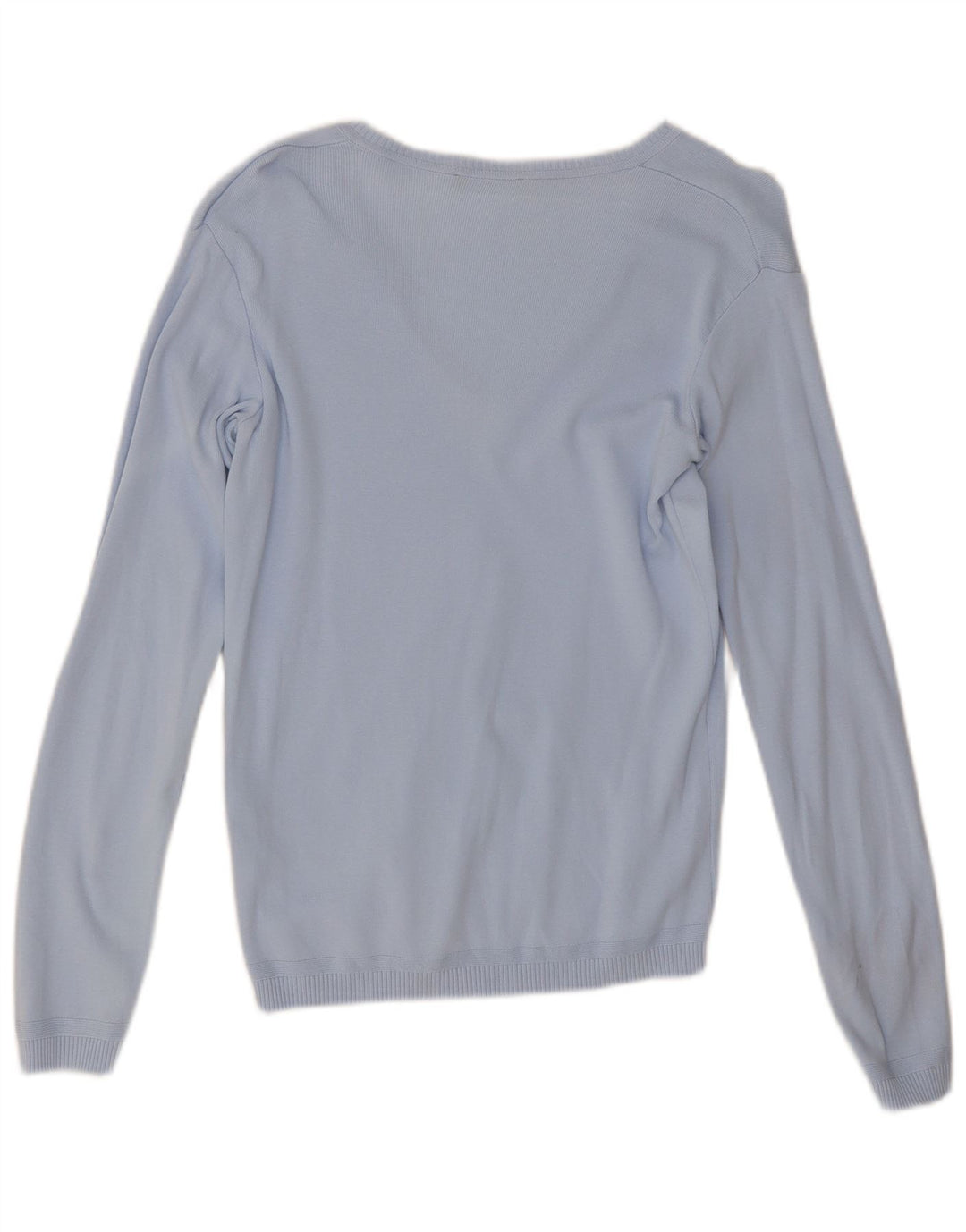 Benetton Womens V-Neck Jumper Sweater UK 12 Medium Blue Cotton