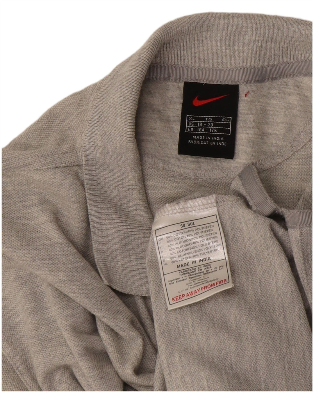 Nike Boys Polo Shirt 15-16 Years XL Grey Cotton