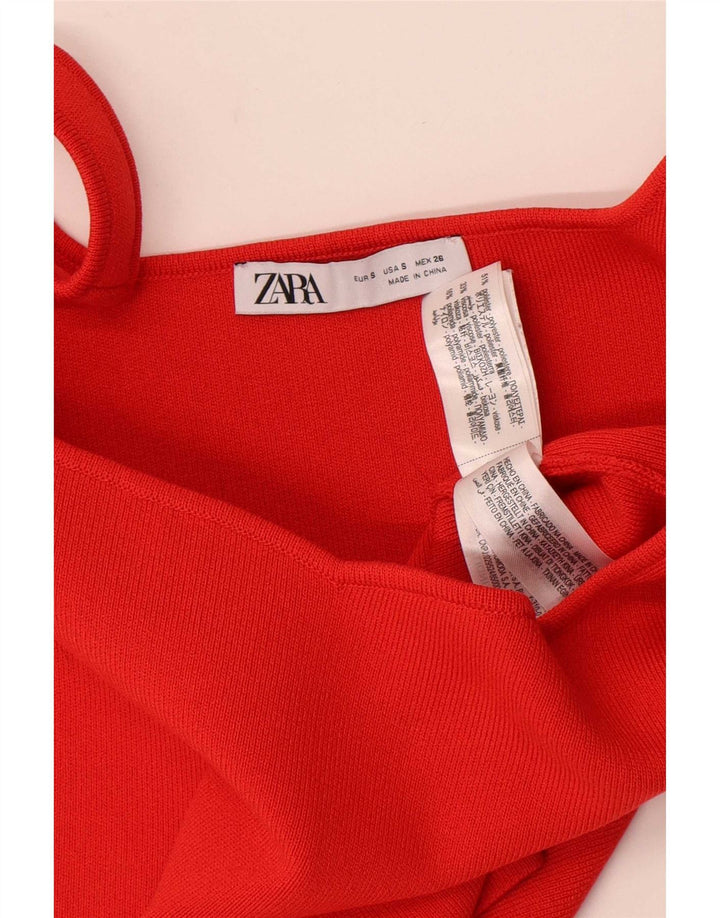 Zara Womens Crop Cami Top UK 8 Small Red Polyester