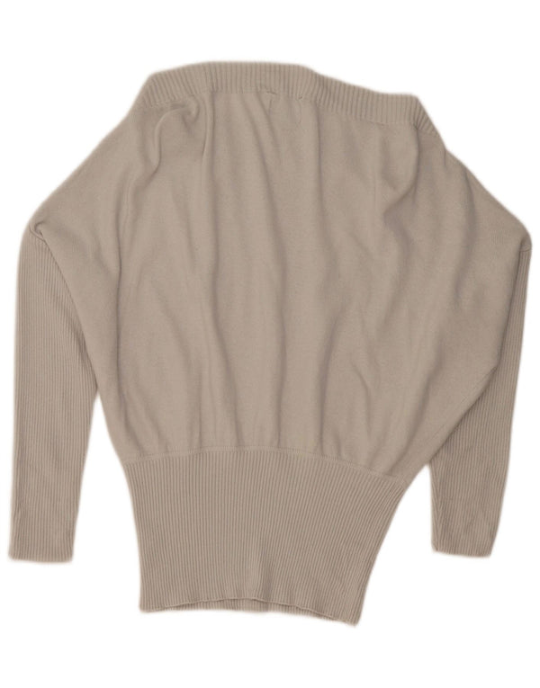 SISLEY Womens Batwing Boat Neck Jumper Sweater UK 10 Small Grey Polyamide