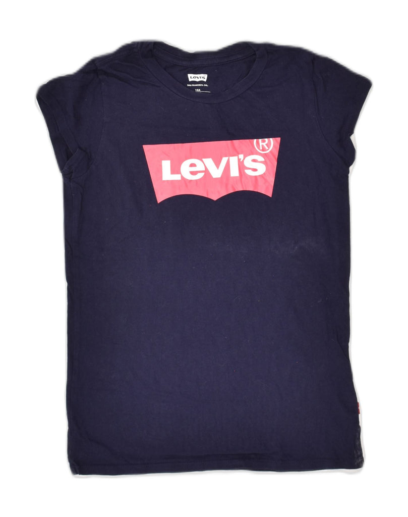 LEVI'S Girls Graphic T-Shirt Top 13-14 Years Navy Blue Cotton | Vintage Levi's | Thrift | Second-Hand Levi's | Used Clothing | Messina Hembry 