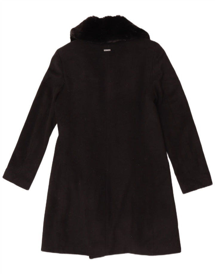Dkny Womens Overcoat UK 10 Small Black Wool