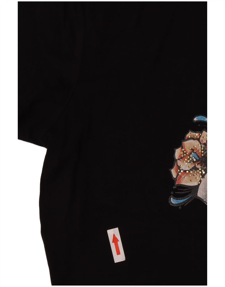 Liu Jo Womens Graphic T-Shirt Top UK 12 Medium Black Viscose