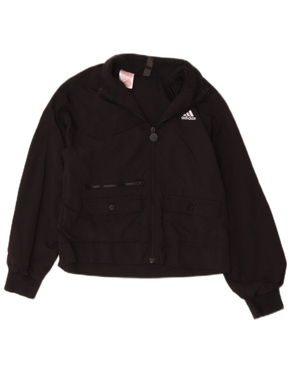 Adidas Girls Tracksuit Top Jacket 9-10 Years Black Polyamide