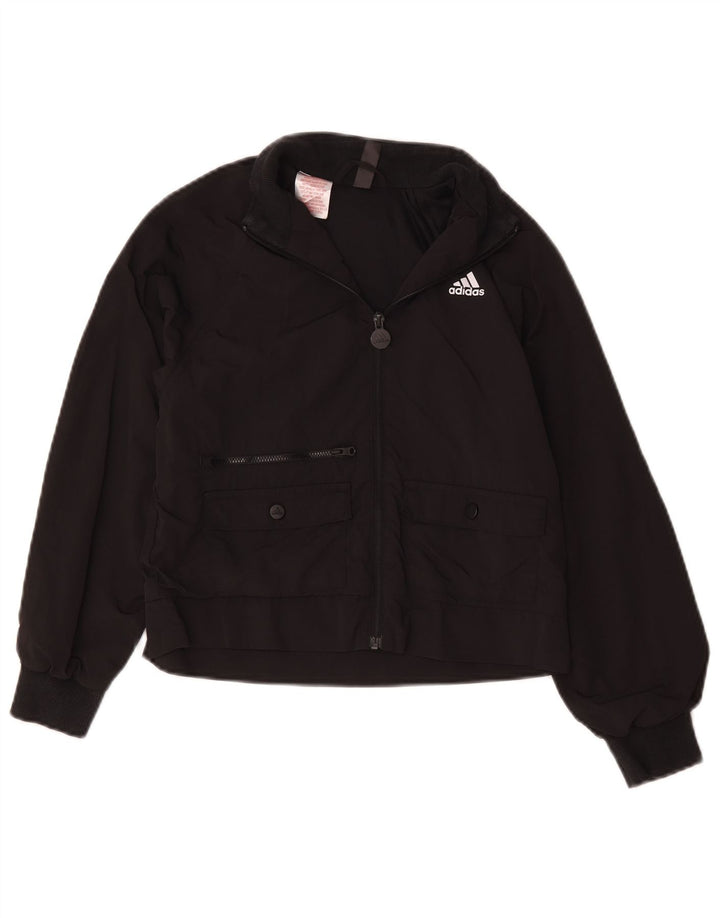 Adidas Girls Tracksuit Top Jacket 9-10 Years Black Polyamide