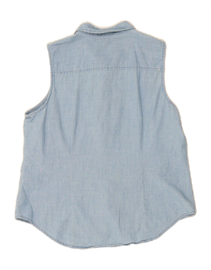 J. CREW Womens Sleeveless Shirt UK 16 Large Blue Cotton Vintage J. Crew and Second-Hand J. Crew from Messina Hembry 