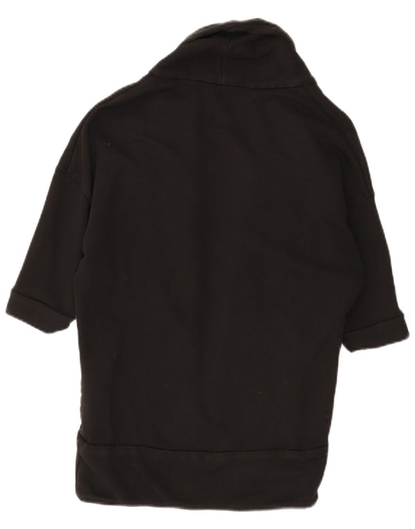 Puma Womens Short Sleeve Cardigan Sweater UK 10 Small Black Cotton
