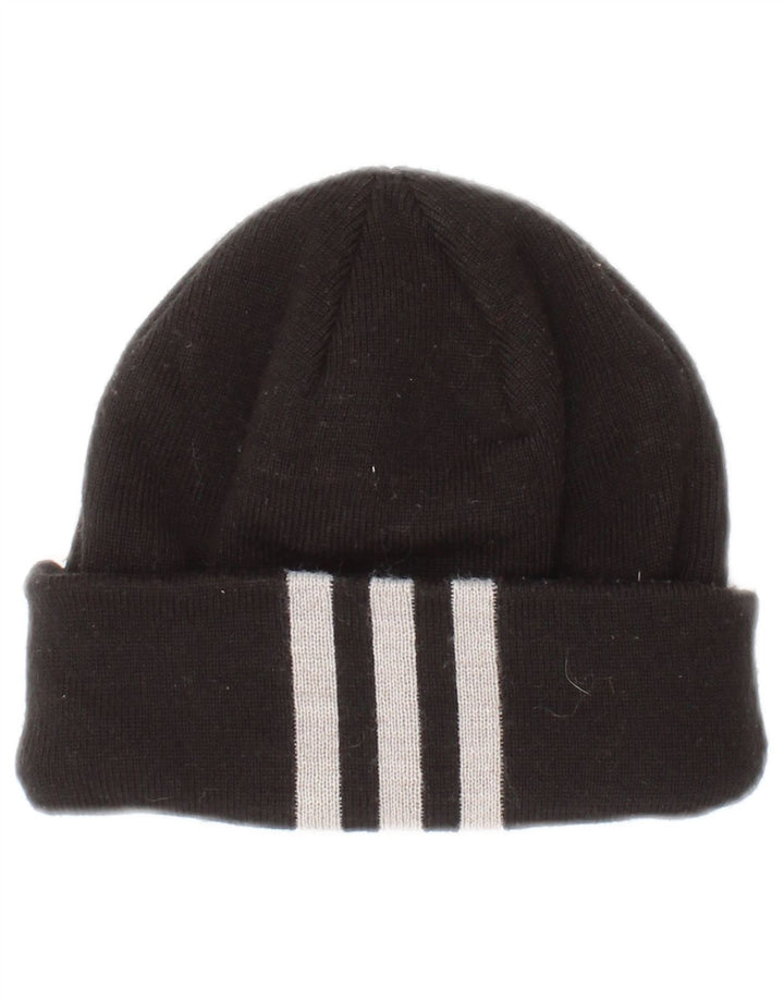 Adidas Boys Beanie Hat One Size Black Striped Polyester