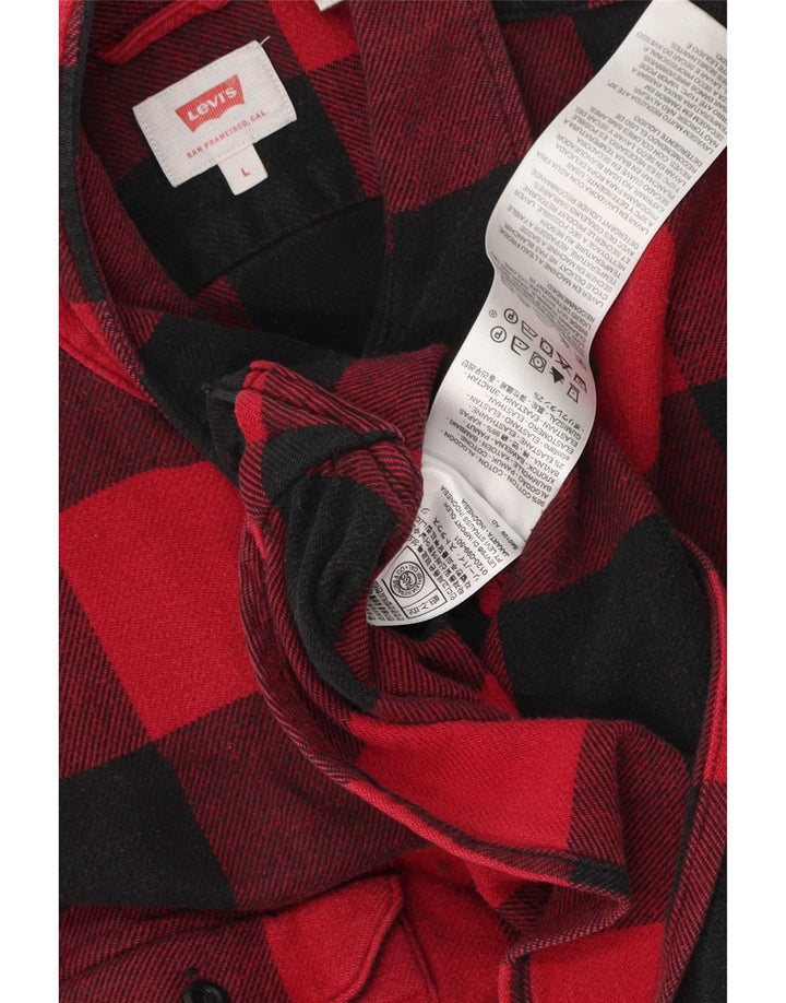 Levi's Mens Flannel Shirt Large Red Gingham Cotton