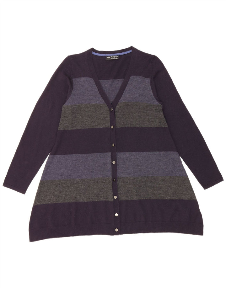 Marks & Spencer Womens Cardigan Sweater UK 14 Medium Navy Blue Striped