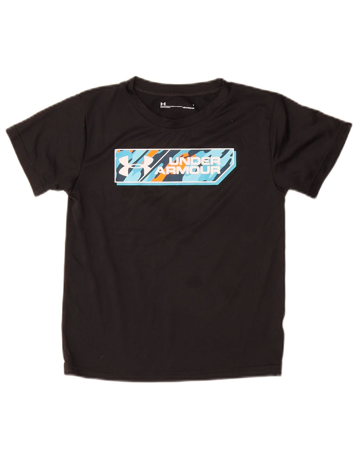 UNDER ARMOUR Boys Heat Gear Graphic T-Shirt Top 6-7 Years Black