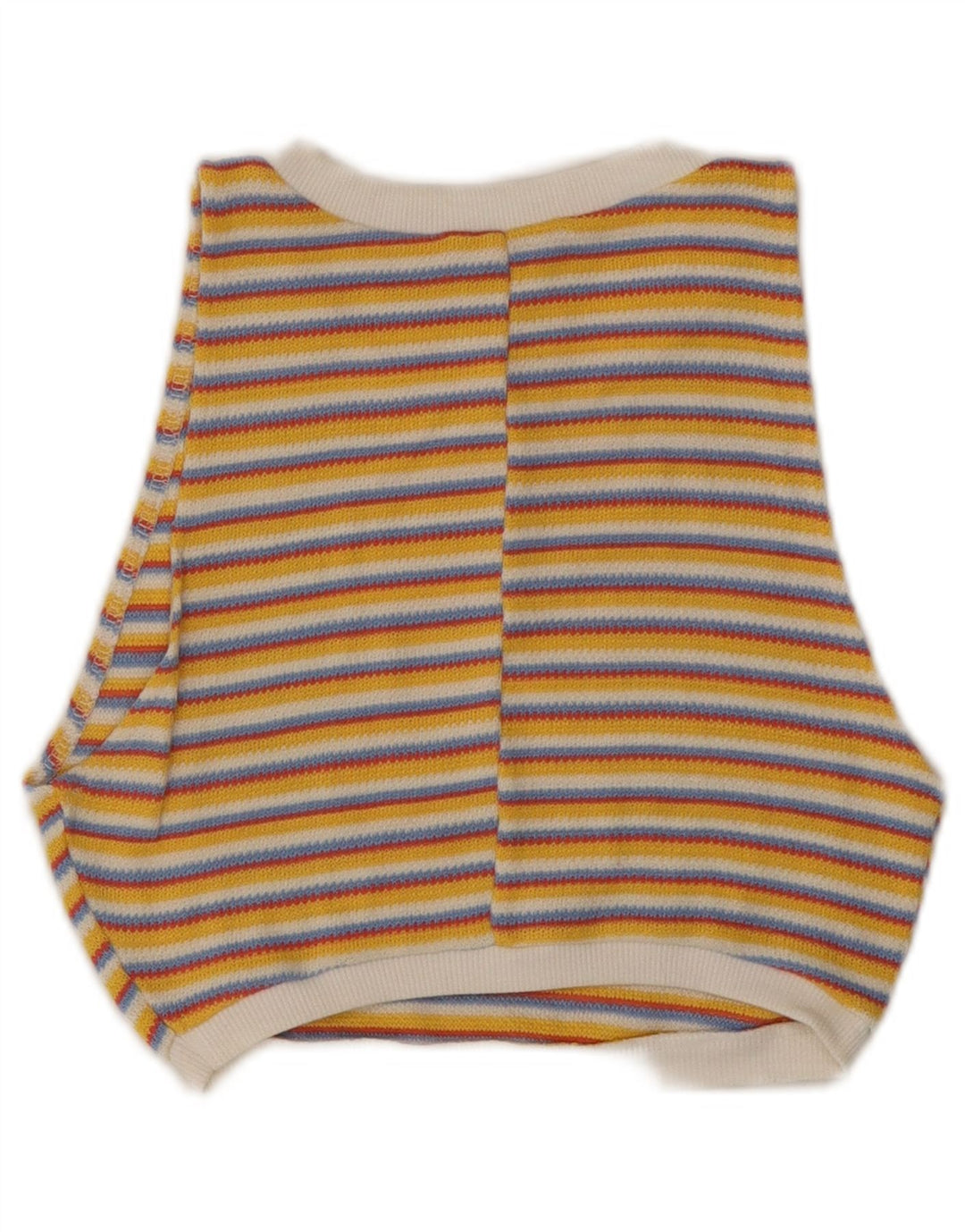 ZARA Womens Knit Crop Top UK 8 Small Yellow Striped