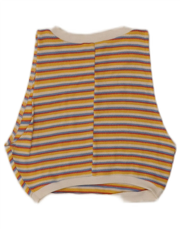ZARA Womens Knit Crop Top UK 8 Small Yellow Striped
