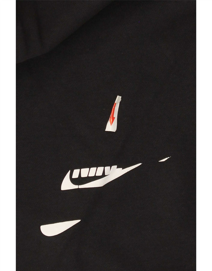Nike Mens Graphic Hoodie Jumper Medium Black Cotton