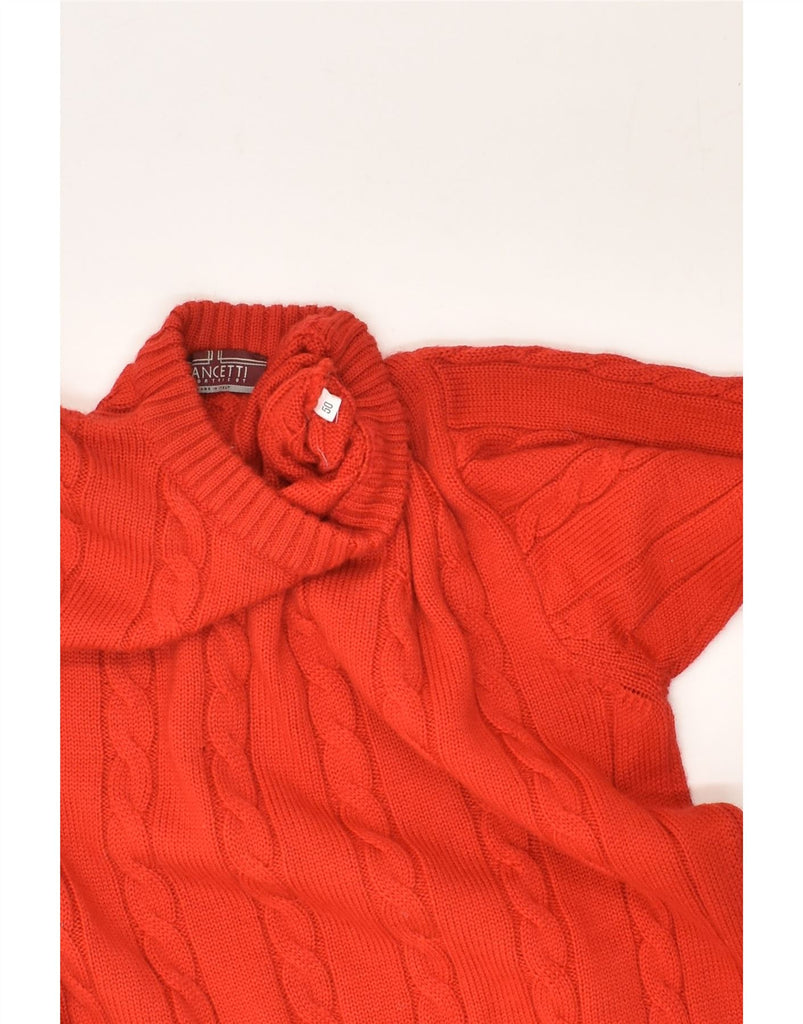 LANCETTI Mens Crew Neck Jumper Sweater IT 50 Medium Red Merino Wool | Vintage Lancetti | Thrift | Second-Hand Lancetti | Used Clothing | Messina Hembry 