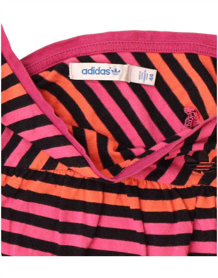 Adidas Womens Blouse Top IT 44 Medium Pink Striped Cotton