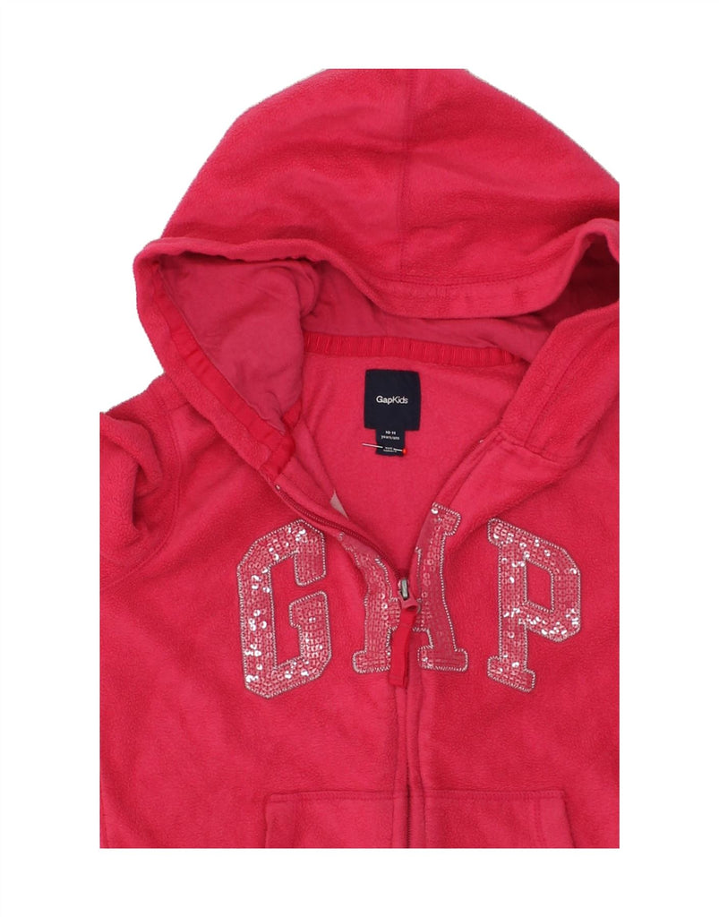 GAP Girls Graphic Zip Hoodie Sweater 10-11 Years Pink Polyester | Vintage Gap | Thrift | Second-Hand Gap | Used Clothing | Messina Hembry 