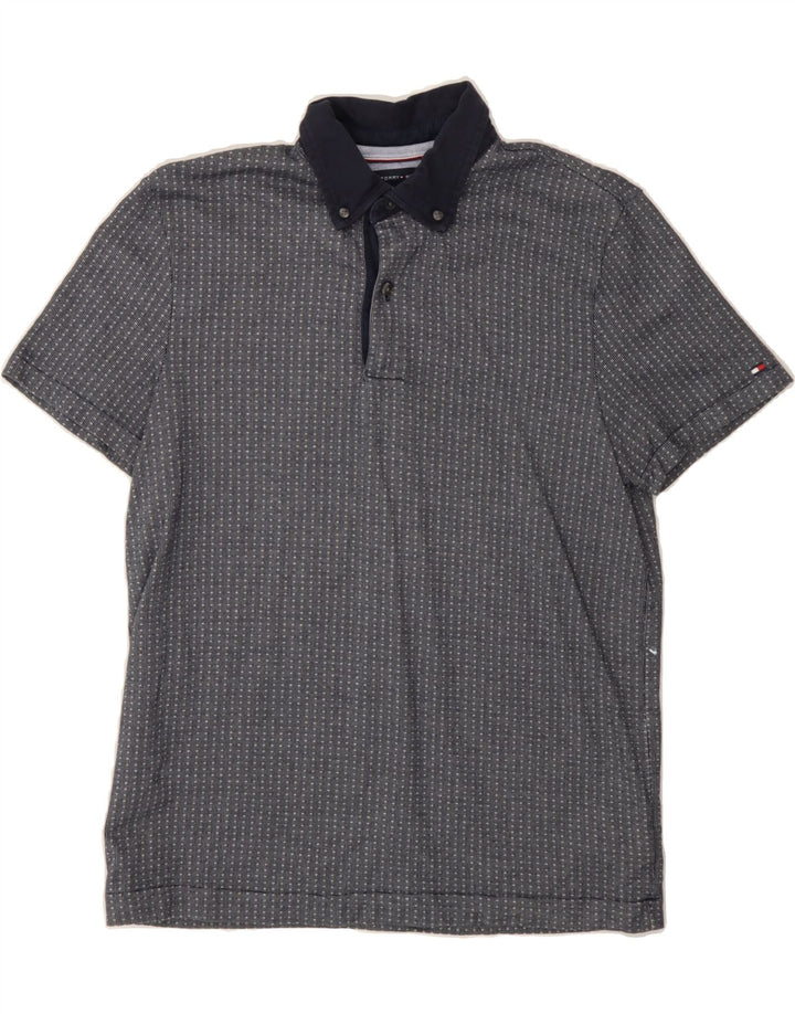 TOMMY HILFIGER Mens Polo Shirt Small Navy Blue Spotted Cotton Vintage Tommy Hilfiger and Second-Hand Tommy Hilfiger from Messina Hembry 